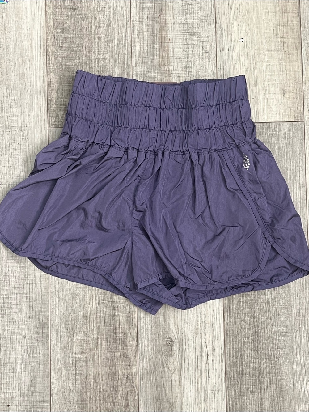 Free People Smocked Waist Athletic Shorts in Violet